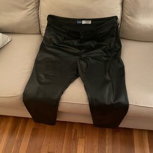 Black faux leather pants